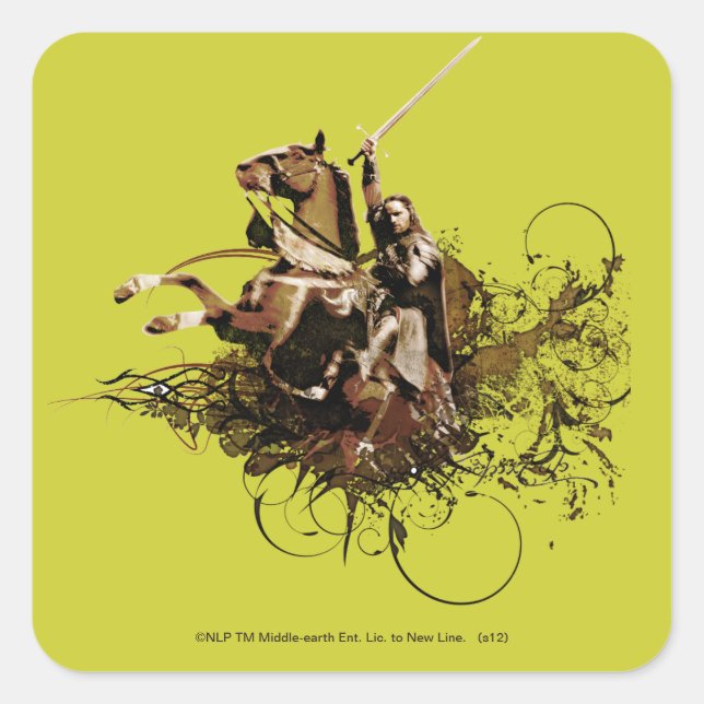 Sticker Carré Aragorn équitation d'un cheval vectoriel collage (Devant)