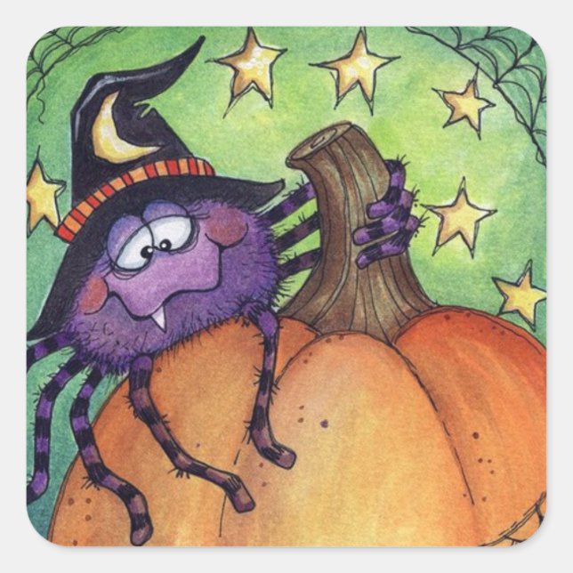 Sticker Carré Araignée d'Halloween (Devant)