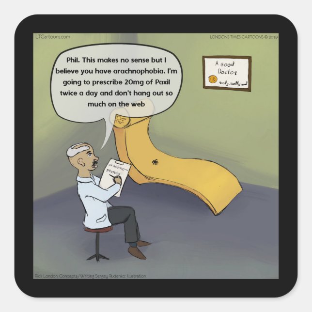 Sticker Carré Araignée En Thérapie Pour Arachnophobie (Devant)