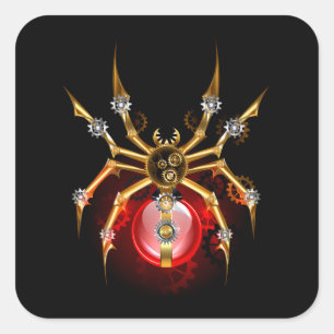 Sticker Carré Araignée en vapeur noire