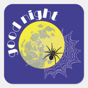 Sticker Carré Araignées croisées en filet à pleine lune