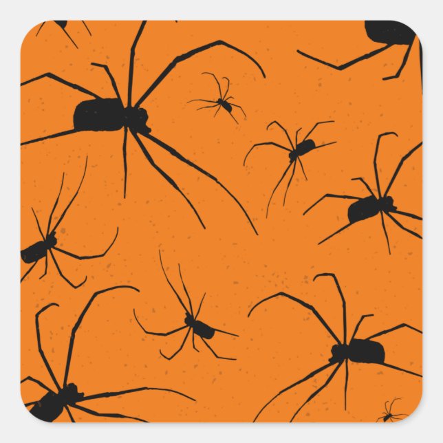 Sticker Carré Araignées d'Halloween orange Motif, Araignée noire (Devant)