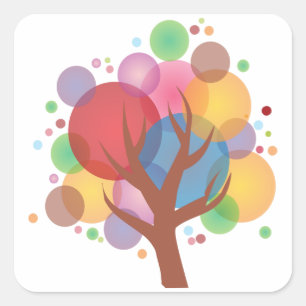 Sticker Carré Arbre à bulles coloré