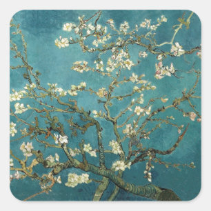 Sticker Carré Arbre d'amande en fleurs - Van Gogh