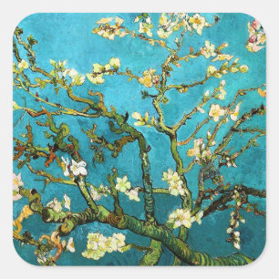 Sticker Carré Arbre d'amande fleurissant Van Gogh Art
