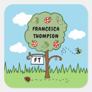 Sticker Carré Arbre de célébration personnalisée pour enfants