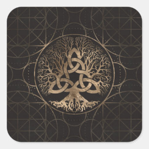 Sticker Carré Arbre de la vie - Yggdrasil avec Triquetra