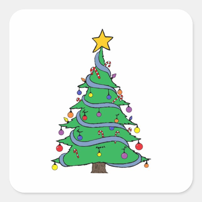 Sticker Carré Arbre de Noël 34 (Devant)