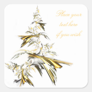 Sticker Carré Arbre de Noël blanc 001