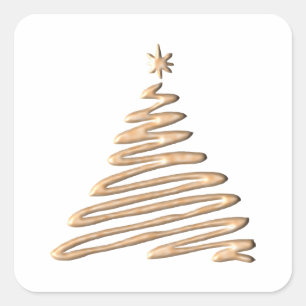 Sticker Carré Arbre de Noël Gold