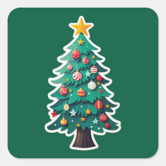 Sticker Carré Arbre de Noël gras