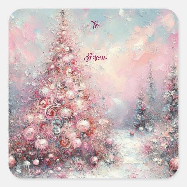 Sticker Carré Arbre de Noël impressionniste (Devant)