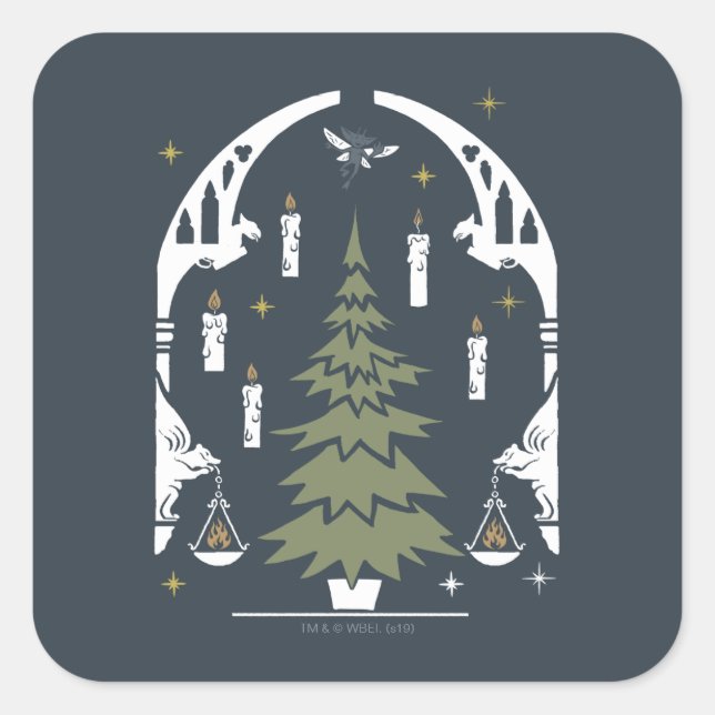 Sticker Carré Arbre de Noël magique HARRY POTTER™ (Devant)