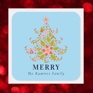Sticker Carré Arbre de Noël moderne coloré