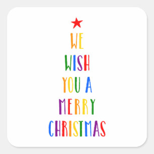 Sticker Carré Arbre de Noël Rainbow