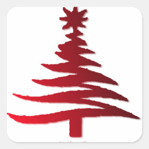 Sticker Carré Arbre de Noël Rouge