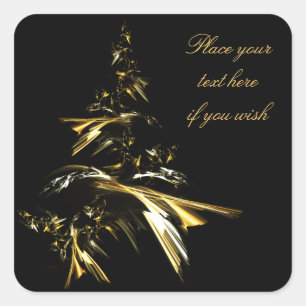 Sticker Carré Arbre de Noël sur Noir 001