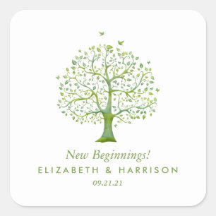 Sticker Carré Arbre de vie, mariage élégant