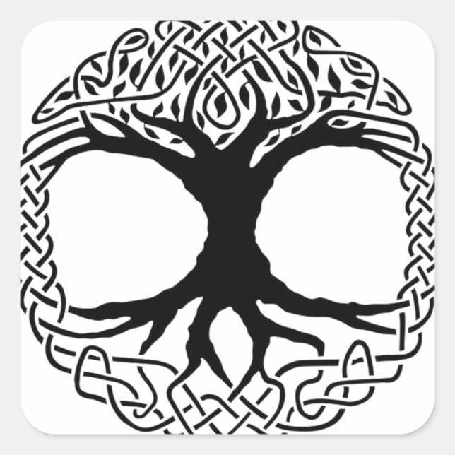 Sticker Carré Arbre de vie Yggdrasil Norse wicca mythologie (Devant)