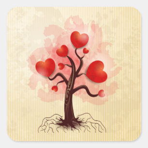 Sticker Carré Arbre des coeurs