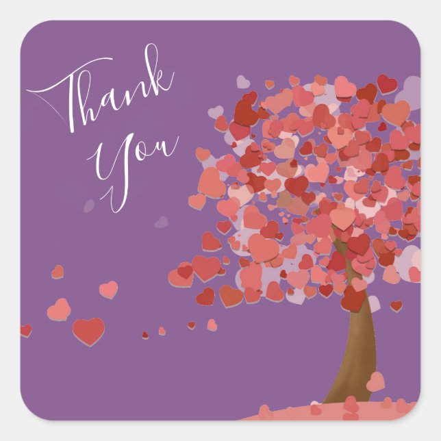 Sticker Carré Arbre des Coeurs merci mignon (Devant)