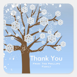 Sticker Carré Arbre flocon de neige Hiver Pays merveilleux Autoc