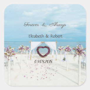 Sticker Carré Arbre Floral pour Mariage sur la Plage