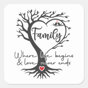 Sticker Carré Arbre généalogique où la vie commence et l'amour n