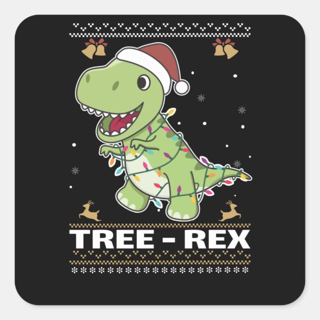 Sticker Carré Arbre Rex Dinosaure Pun T-Rex (Devant)
