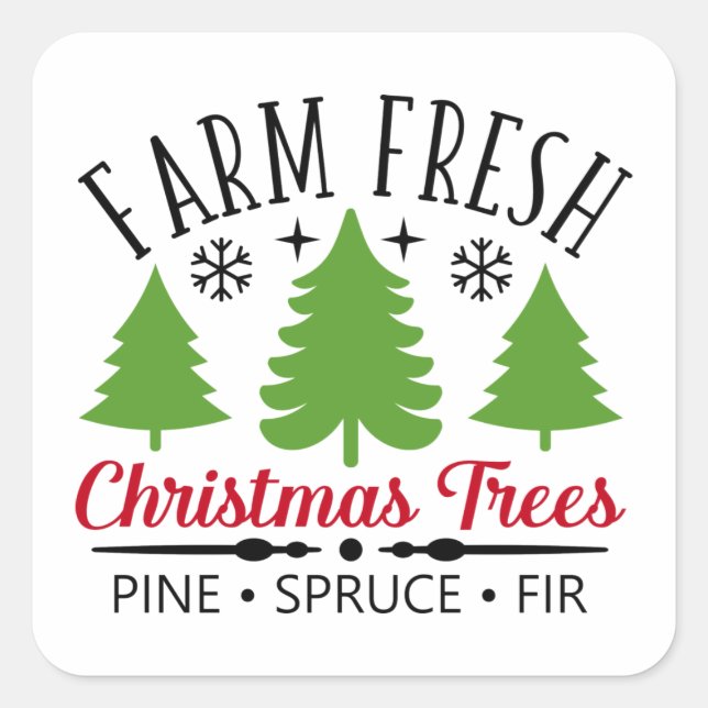 Sticker Carré Arbres de Noël frais de ferme (Devant)