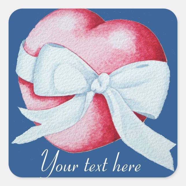 Sticker Carré arc blanc autour coeur d'amour rouge romantique (Devant)
