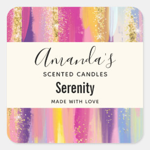 Sticker Carré Arc-en-ciel avec Faux Gold Parties scintillant bou