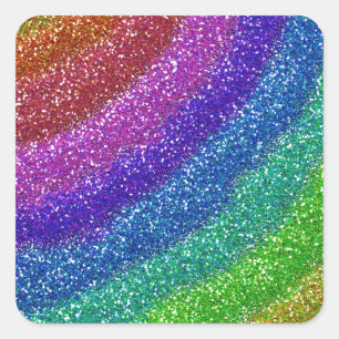 Sticker Carré Arc-en-ciel de parties scintillantes
