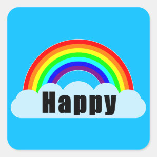 Sticker Carré ARC-EN-CIEL - Heureux