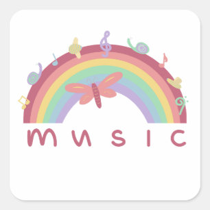 Sticker Carré arc-en-ciel musical pour enfants