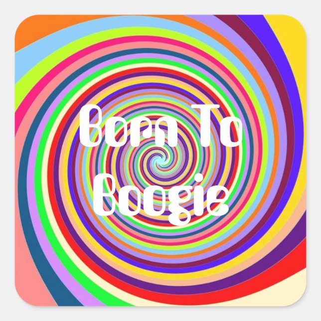 Sticker Carré Arc en ciel Né à Boogie psychedelic bonbon tourbil (Devant)