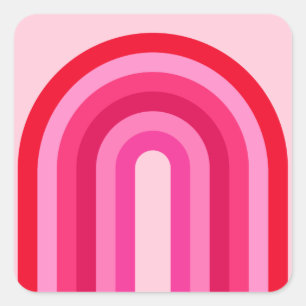 Sticker Carré Arc-en-ciel rose et rouge