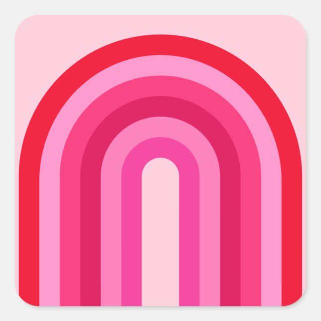 Sticker Carré Arc-en-ciel rose et rouge (Devant)