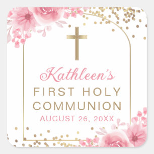 Sticker Carré Arc Parties scintillant or rose Floral première sa