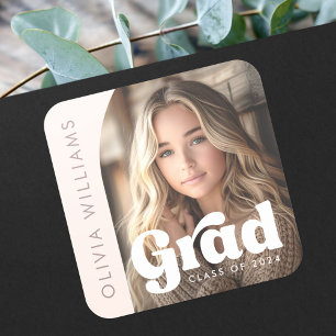 Sticker Carré Arc photo lumière rose pâle retro graduation de gr