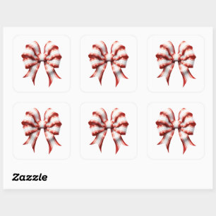 Sticker Carré Arc rayé rouge et blanc