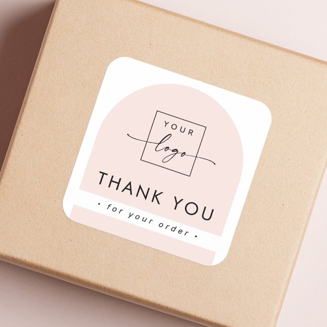 Sticker Carré Arc rose clair léger merci (Light blush pink arch business thank you square sticker)