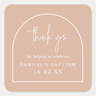 Sticker Carré Arc rose moderne minimaliste Christening Favoriser