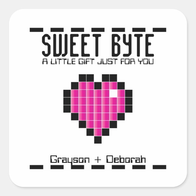Sticker Carré arcade rétro GAMER Wedding shower PINK faveur (Devant)