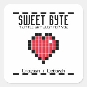 Sticker Carré arcade rétro GAMER Wedding shower RED faveur