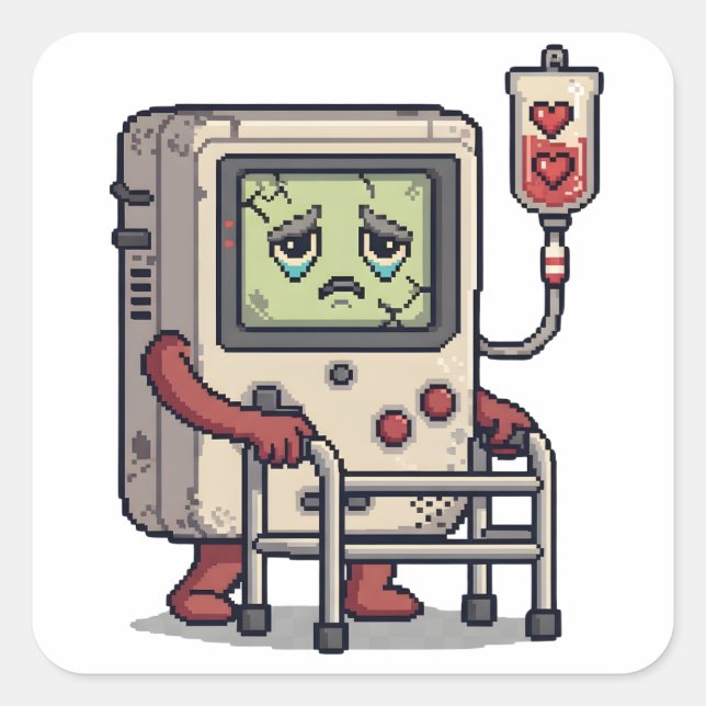 Sticker Carré Arcade Video Game Birthday | Level Up Gamer (Devant)