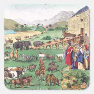 Sticker Carré Arche de Noé avec des animaux