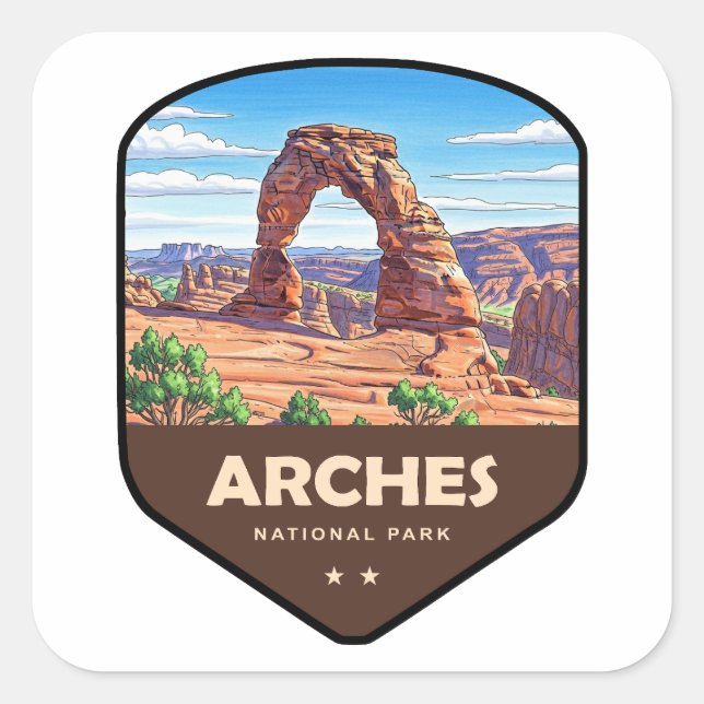 Sticker Carré Arches National Park Utah Shield (Devant)