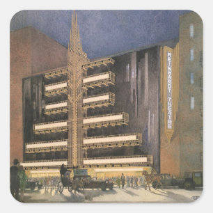 Sticker Carré Architecture Art Déco vintage, Bâtiment à New York