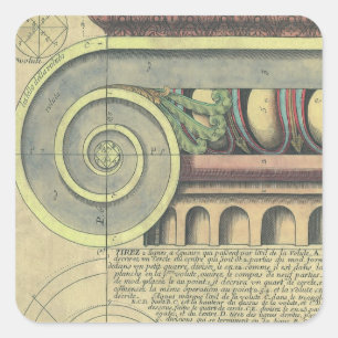 Sticker Carré Architecture vintage ; Capital Volute par Vignola